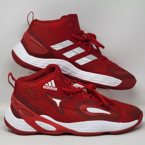 Adidas Exhibit A Sample Mens Size 12.5 Mid Basketball Shoes Red White GW7934 New - Picture 1 of 11